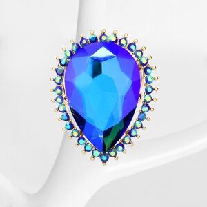 Blue crystal stretch ring